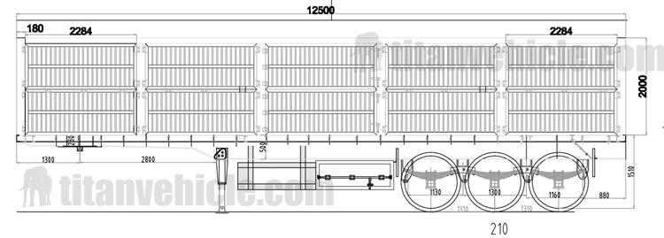 Drawing of 3 Axle Box Semi Trailer