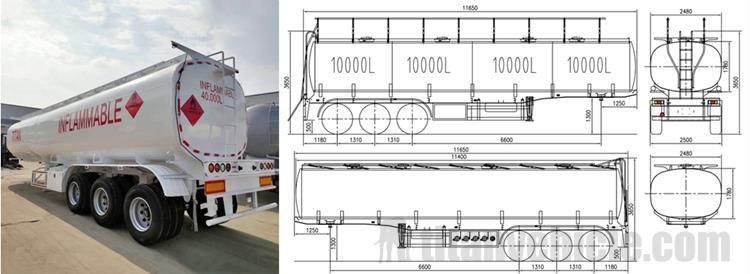 Drawing of Tri Axle 40000 Liters Petrol Tanker Trailer Manufacturer