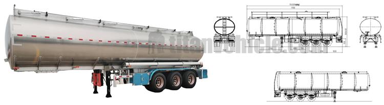 Drawing of 45000 Liters 3 Axle Aluminum Tanker Trailer