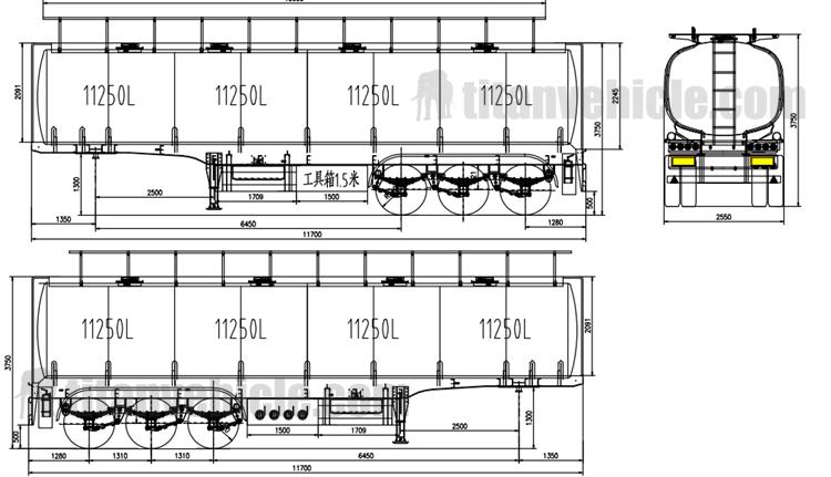 45000Lts Tri Axle Fuel Tanker Trailer for Sale In Costa Rica