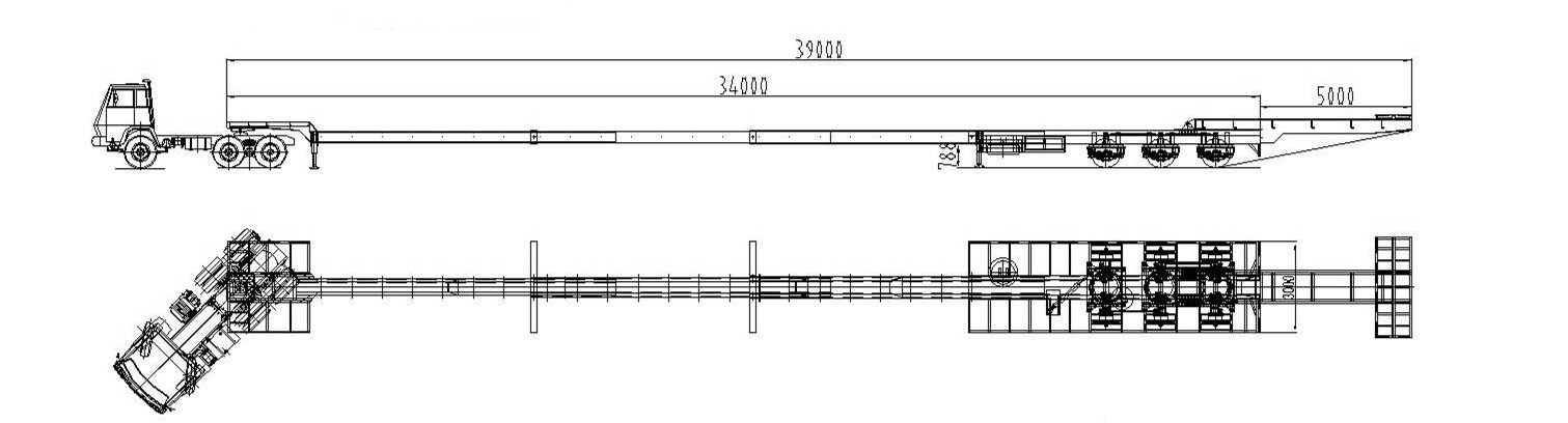 extendable trailer technical department drawing